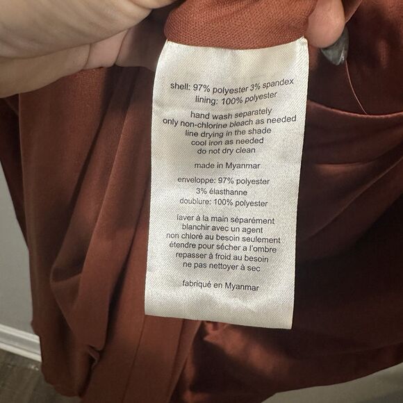 Plus Size 26 Rust Satin Wrap Maxi Dress Flutter Sleeve Slit Formal Evening Gown - Picture 6 of 10